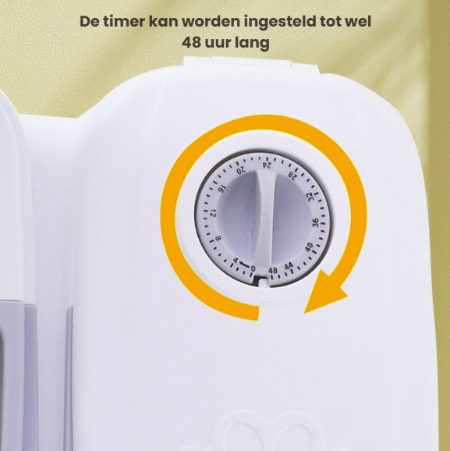 Ingebouwde timer kan worden ingesteld tot 48 uur lang