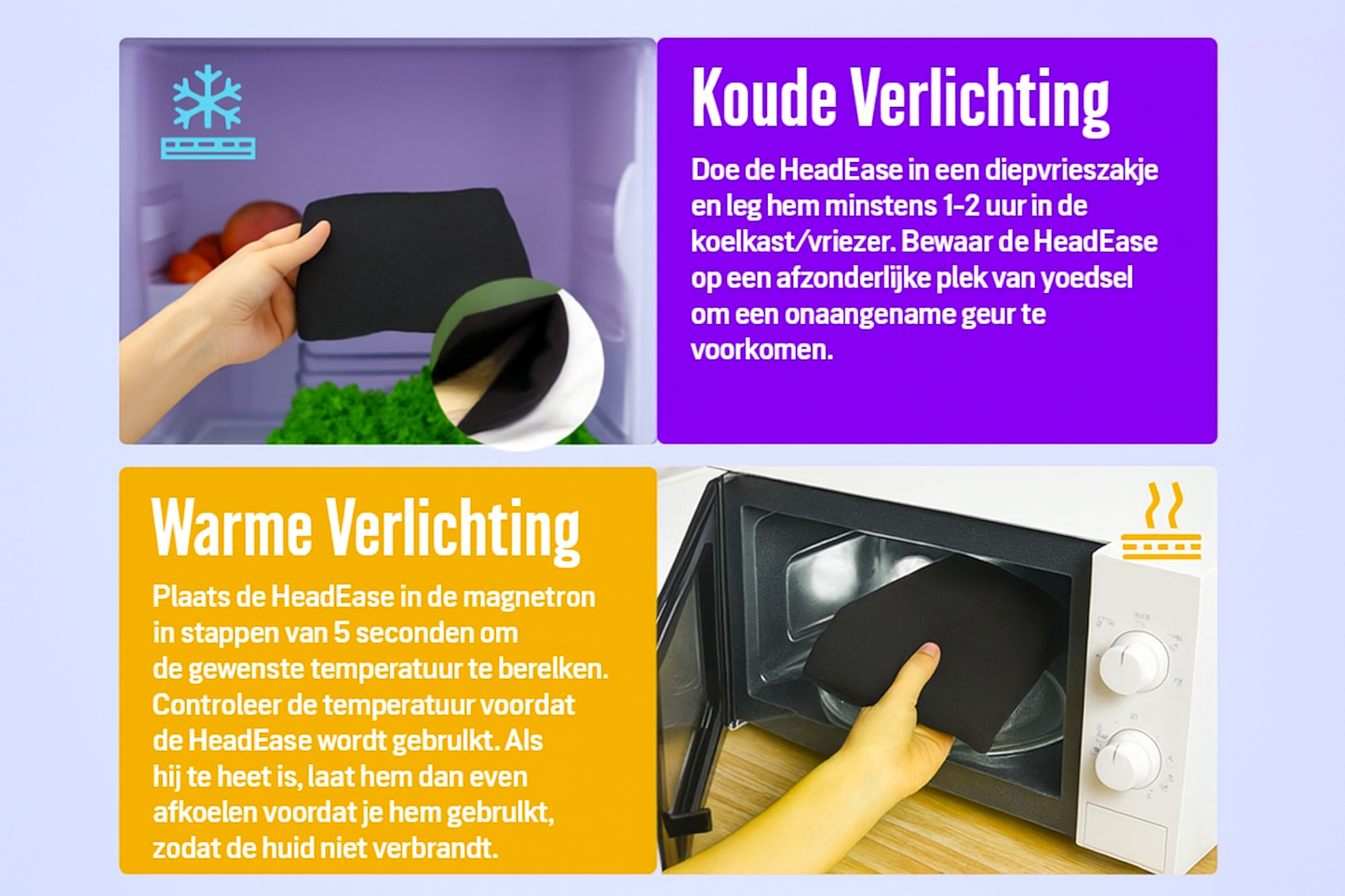 Migraine ijsmuts geschikt voor koude therapie uit de vriezer en warme verlichting uit magnetron