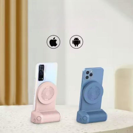 MagSafe selfie grip compatibel met iPhone en Android – stabiele standaard voor opnames.