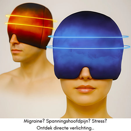 twee personen met ijsmuts, visueel effect migraine/stress